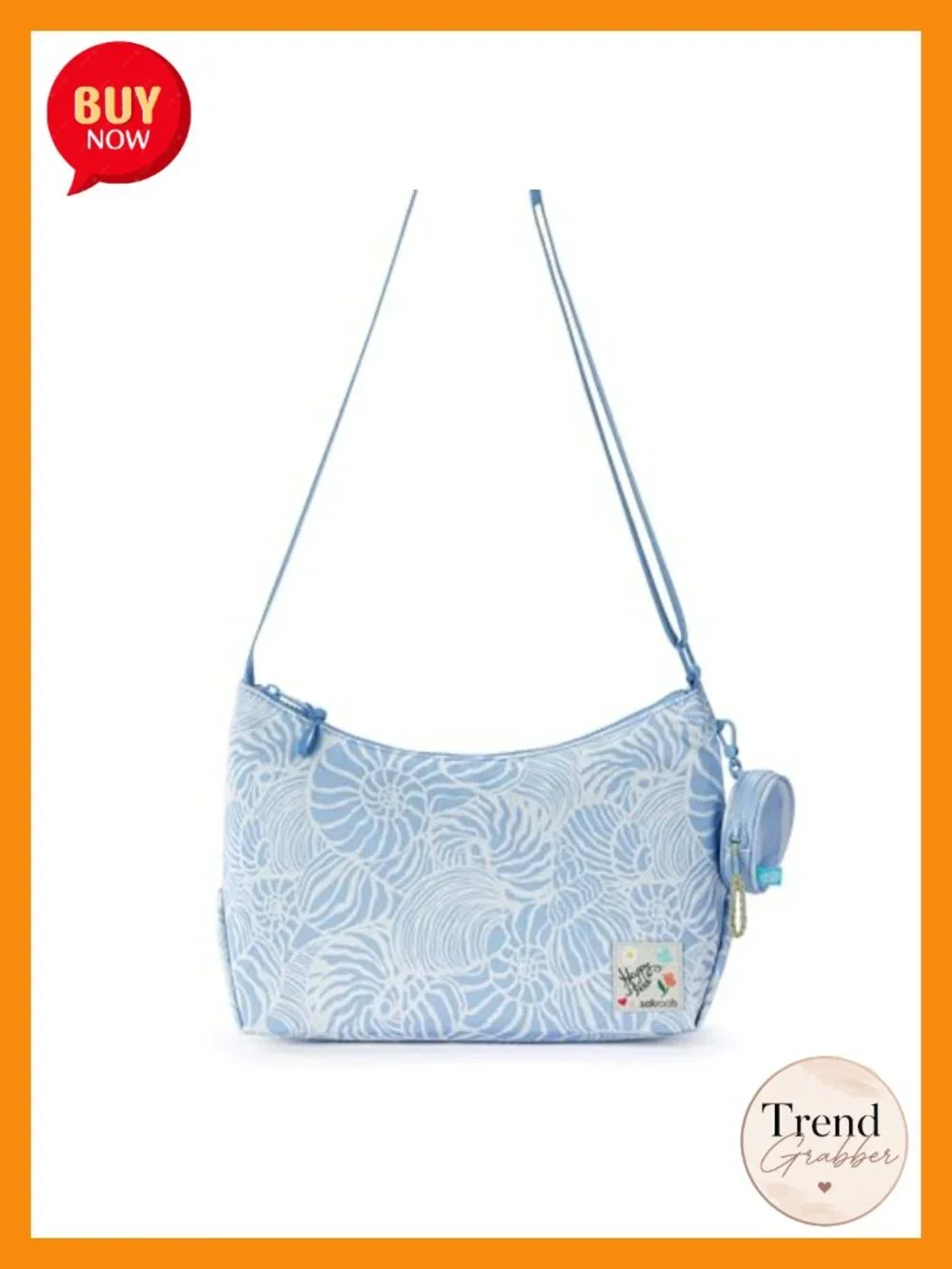 Spacious Hobo Shoulder Bag with Zipper Closure & Detachable Key Dangle